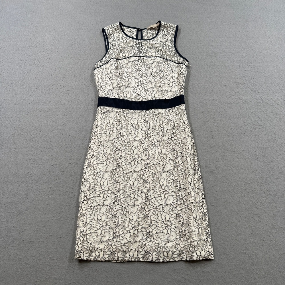 Banana Republic Dress Women's 2P White Black Lace Sheath Sleeveless Cocktail